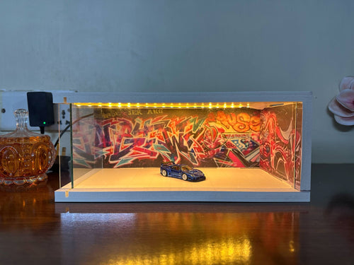 Graffiti showroom diorama (warm light)